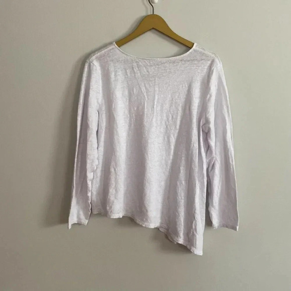 Garnet Hill White Linen Asymmetrical Hem Top - Picture 8 of 9